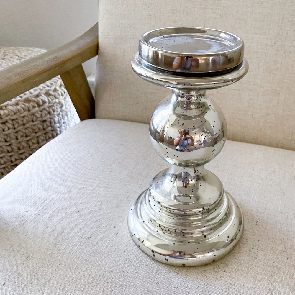 Mercury Glass Pillar Candle Holder